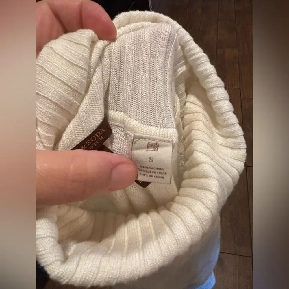 Maison Scotch Scotch & Soda Ribbed Turtleneck Sweater Cream Size S